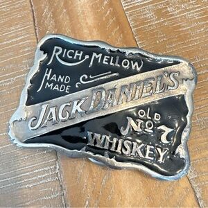 Vintage Jack Daniel’s Belt Buckle Handmade No. 7 Whiskey Black Silver Biker